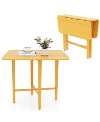 Foldable Dining Table for 2 to 4 People with Rubber Wood Legs for Small Space