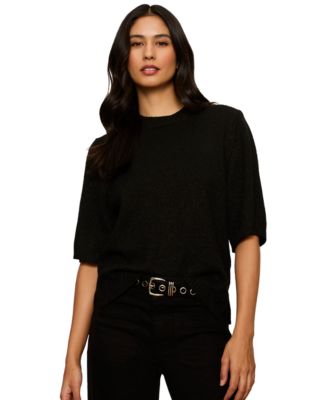 Women's Perfect Sequin Crewneck Short-Sleeve Sweater
