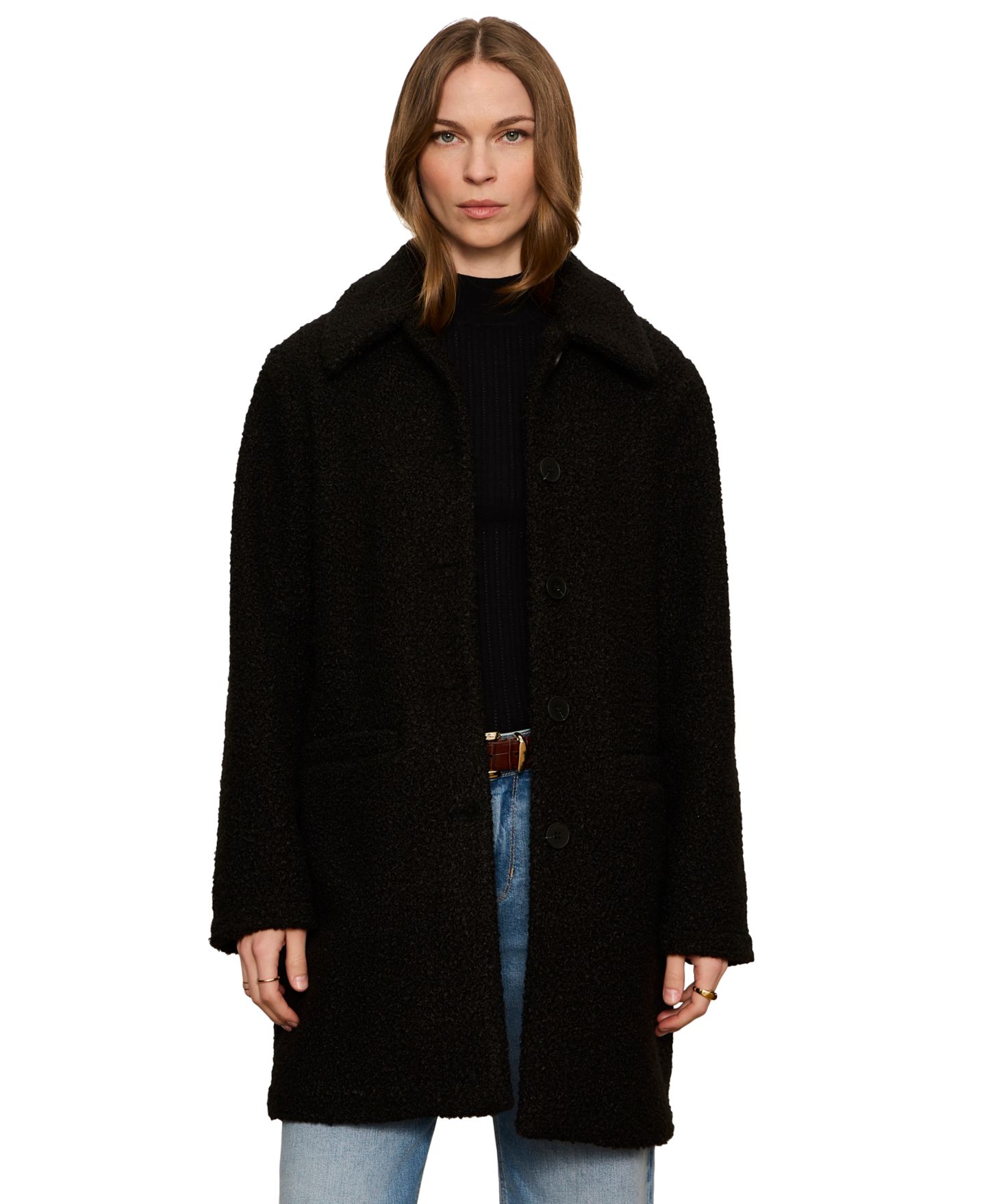 Женская куртка Sanctuary Upside Mid-Length Faux Fur, цвет: Чёрный — фото 1