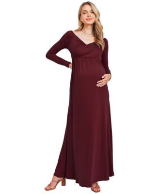 Maternity Off-the-Shoulder Long-Sleeve Maxi Dress