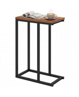 C Shaped End Table Small Side Table with Sturdy Metal Frame