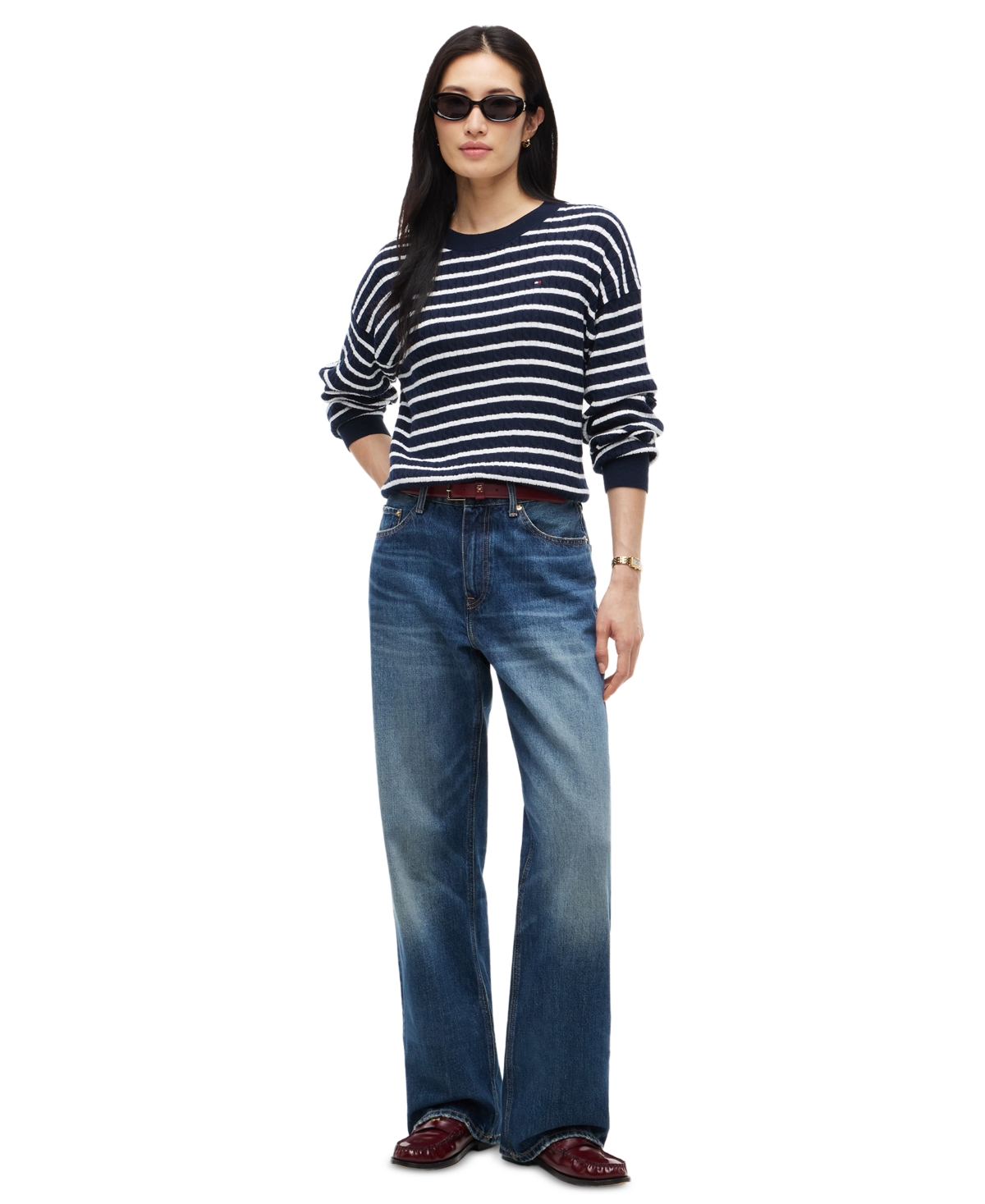 Tommy Hilfiger Women's Cable-Knit Crewneck Long-Sleeve Sweater