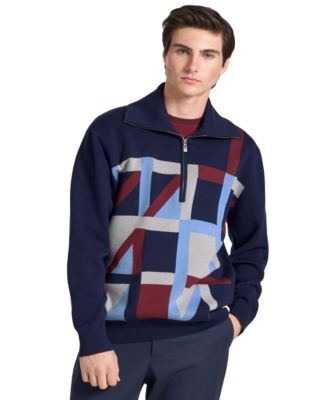 Men's Hanover Quarter-Zip Geometric Long-Sleeve Sweater