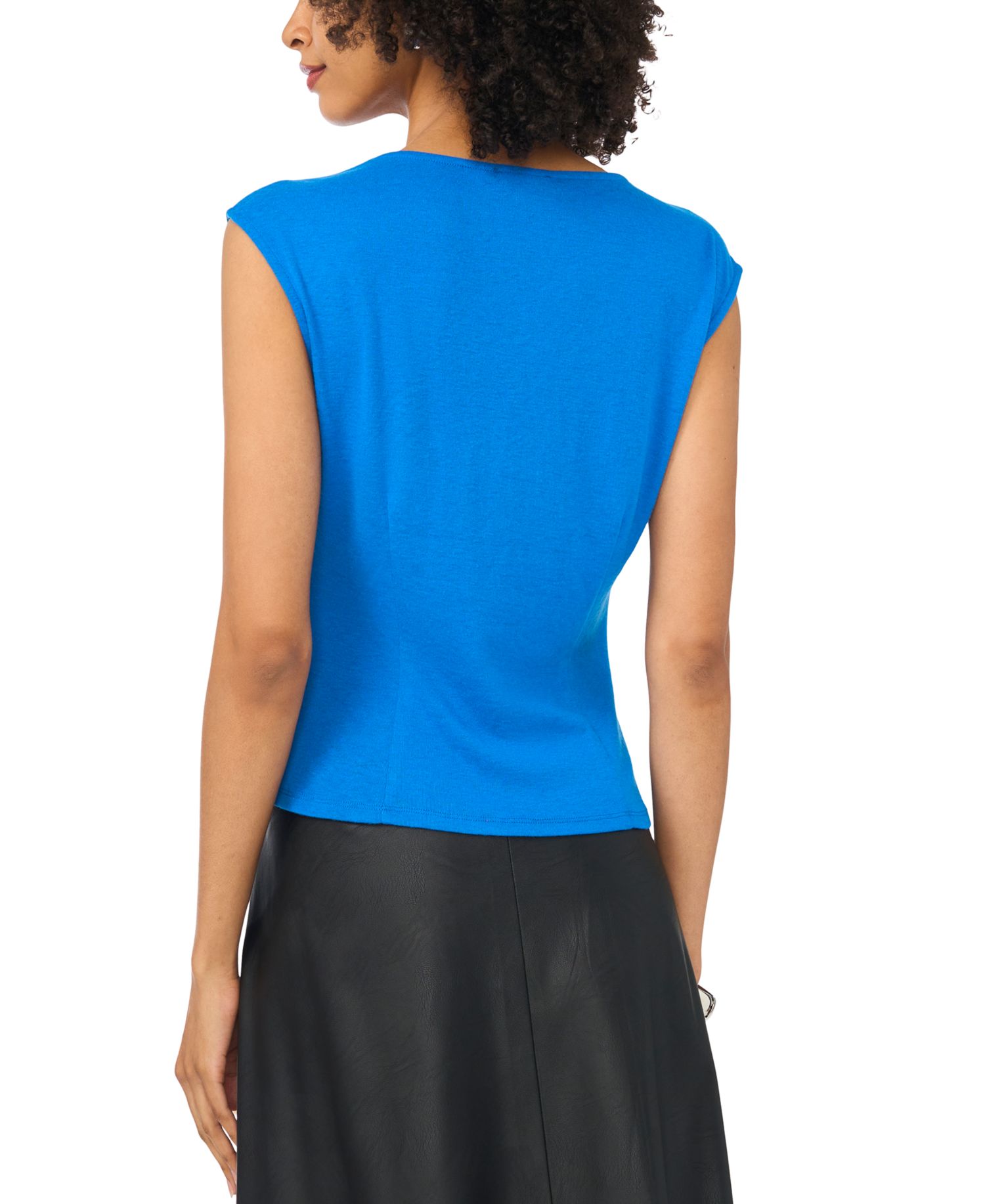 Women's Draped Tie Front Cowl Neck Sleeveless Top