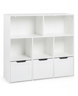 Kids Toy Storage Organizer with 3 Rolling Drawers and 5 Open Cubbies