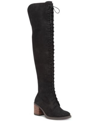 Lucky Brand Women s Riddick Lace Up Over The Knee Boots Macy s