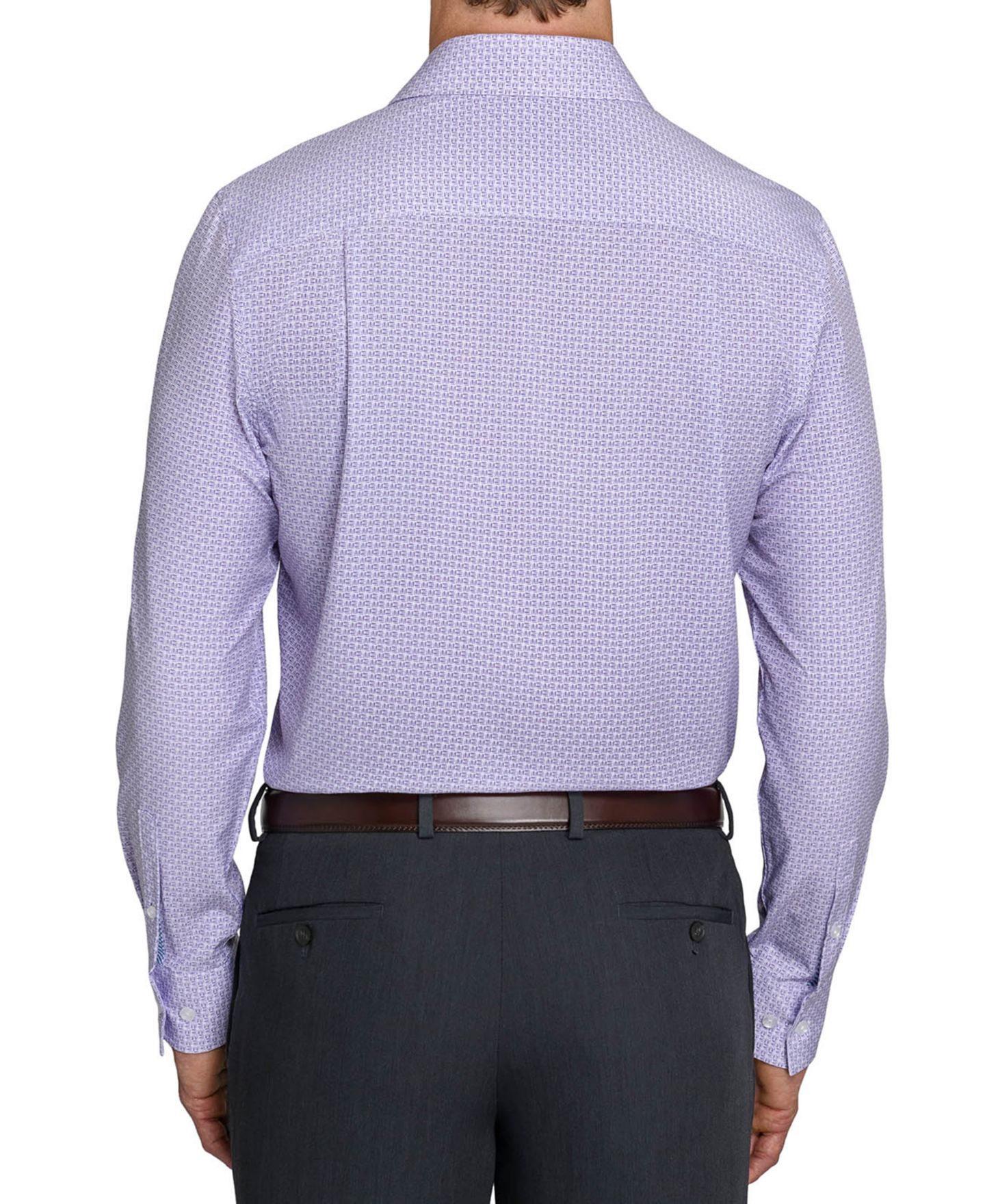 Мужская рубашка ConStruct Slim Fit 4-Way Stretch Print Dress Shirt, цвет: Белый фиолетовый — фото 2