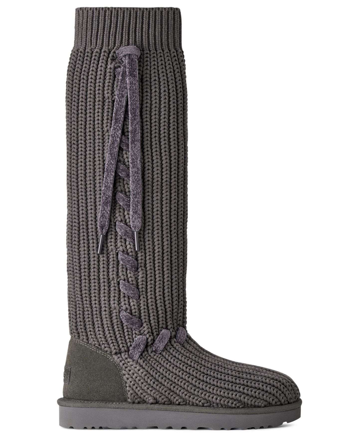 Женские ботинки UGG Classic Tall Whipstitch Knit Slouch Knee High, цвет: Угольный — фото 2