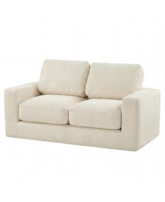 62-Inch Floor Couch Loveseat with Removable Corduroy Cover