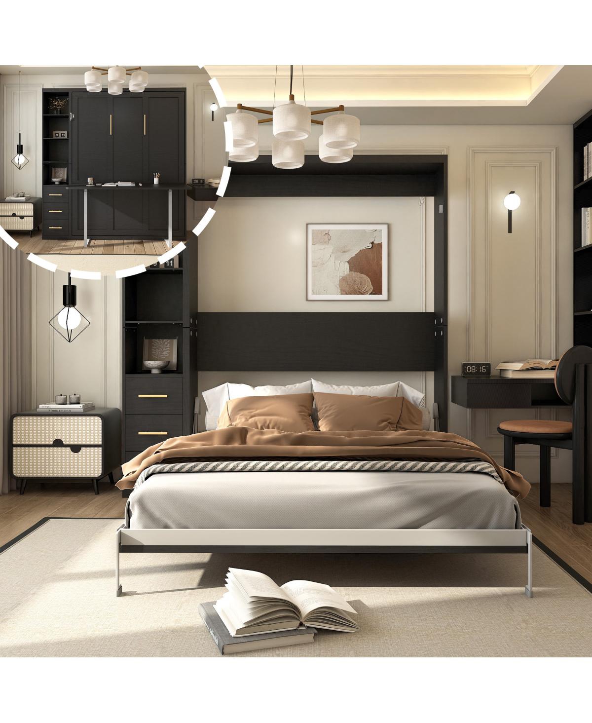 Streamdale Furniture Queen Size Murphy Bed with Desk and Storage