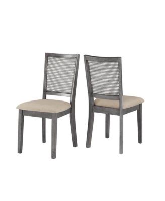 Sammie Beige Linen Rattan Dining Chair (Set of 2)