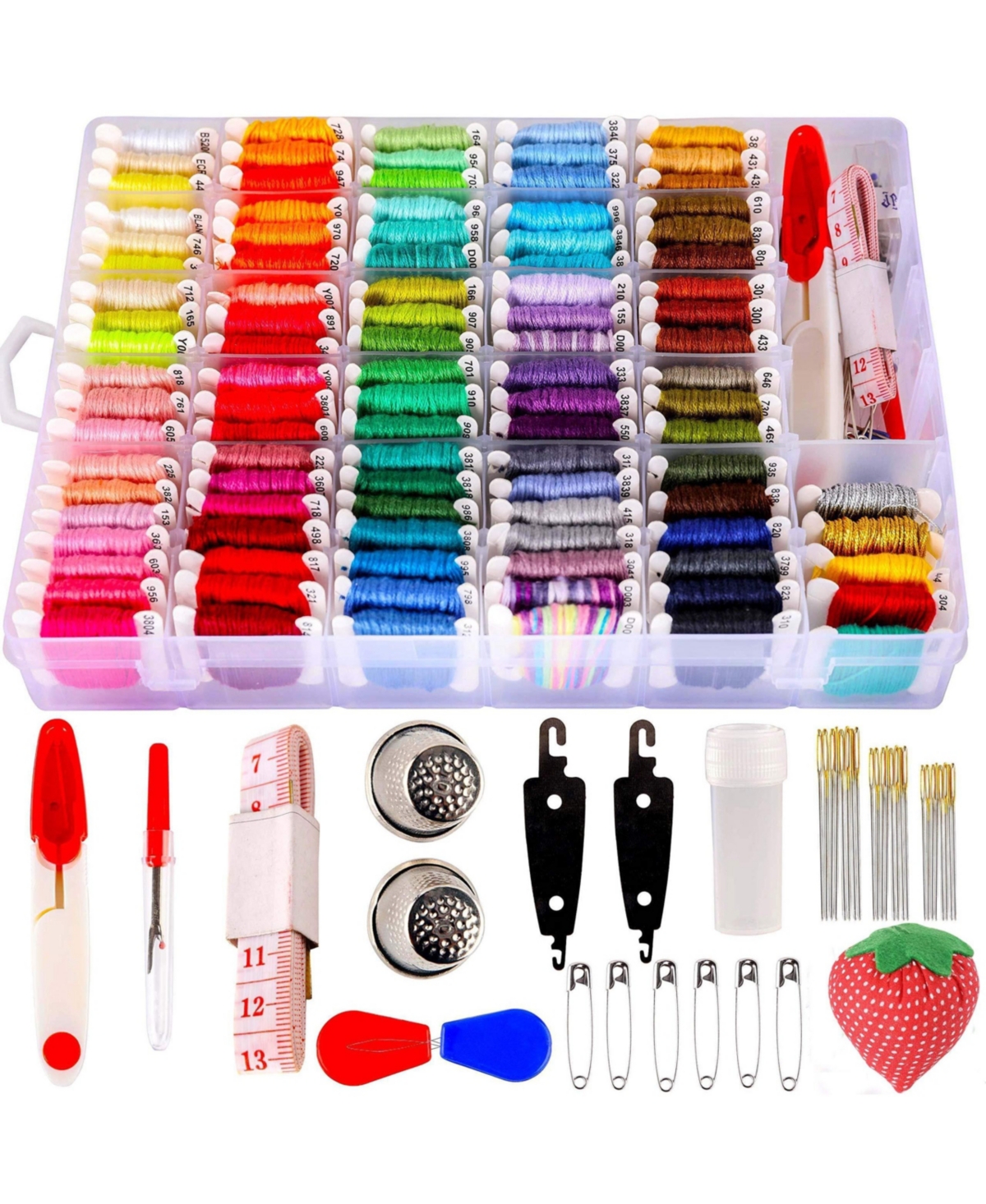 Aeelike 100 Colors Embroidery Floss Kit with Organizer Box Friendship Bracelet String Cross Stitch Tools