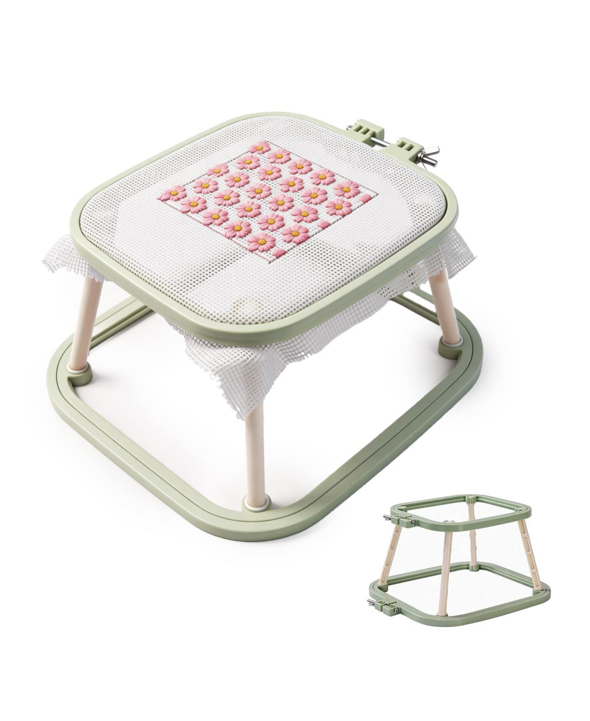 Aeelike Portable Double Embroidery Stand Adjustable Hands Free For Cross Stitch Quilting