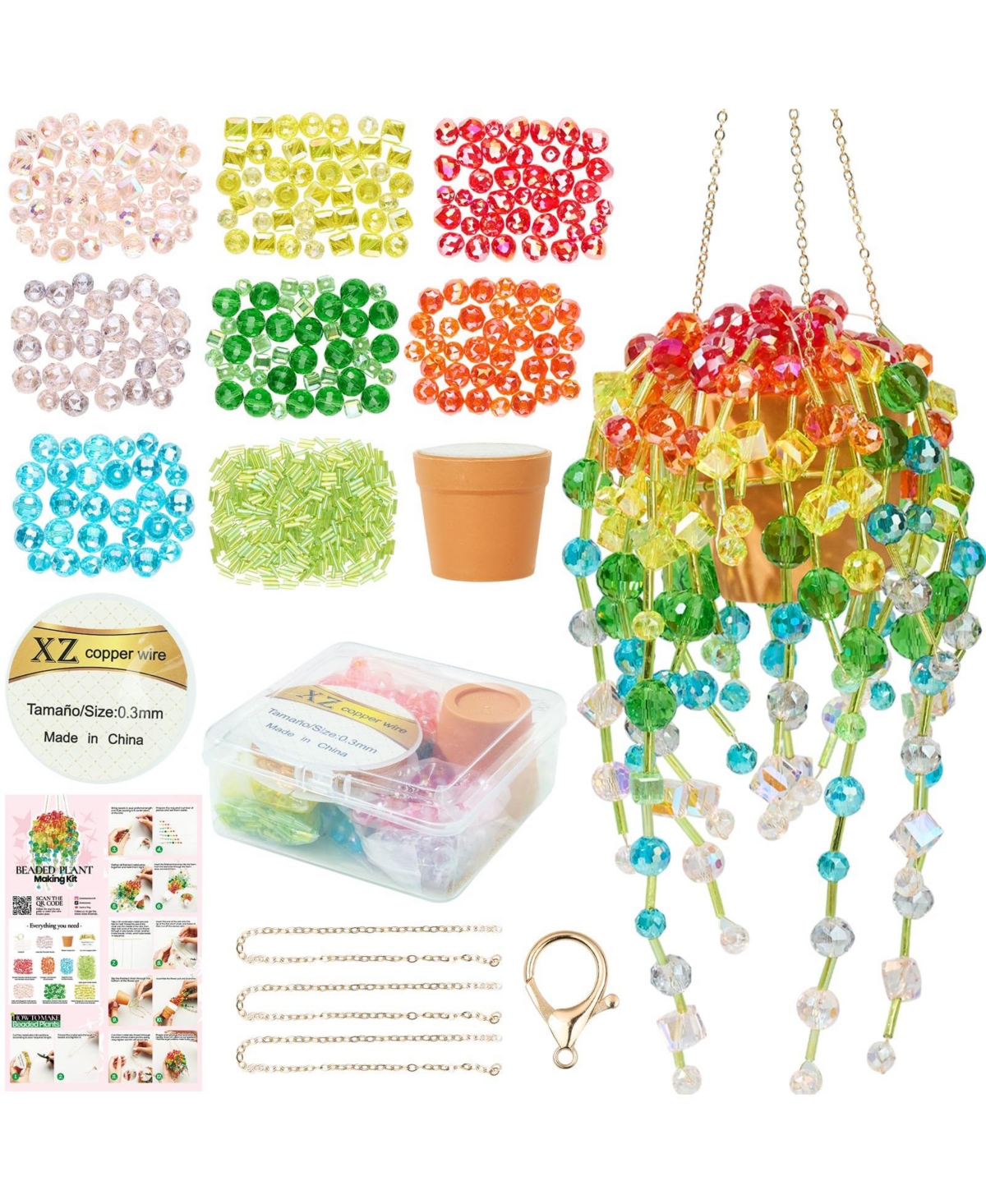 Aeelike Real Glass Crystal Bead Suncatcher Craft Kit All One Hanging Tabletop Decor