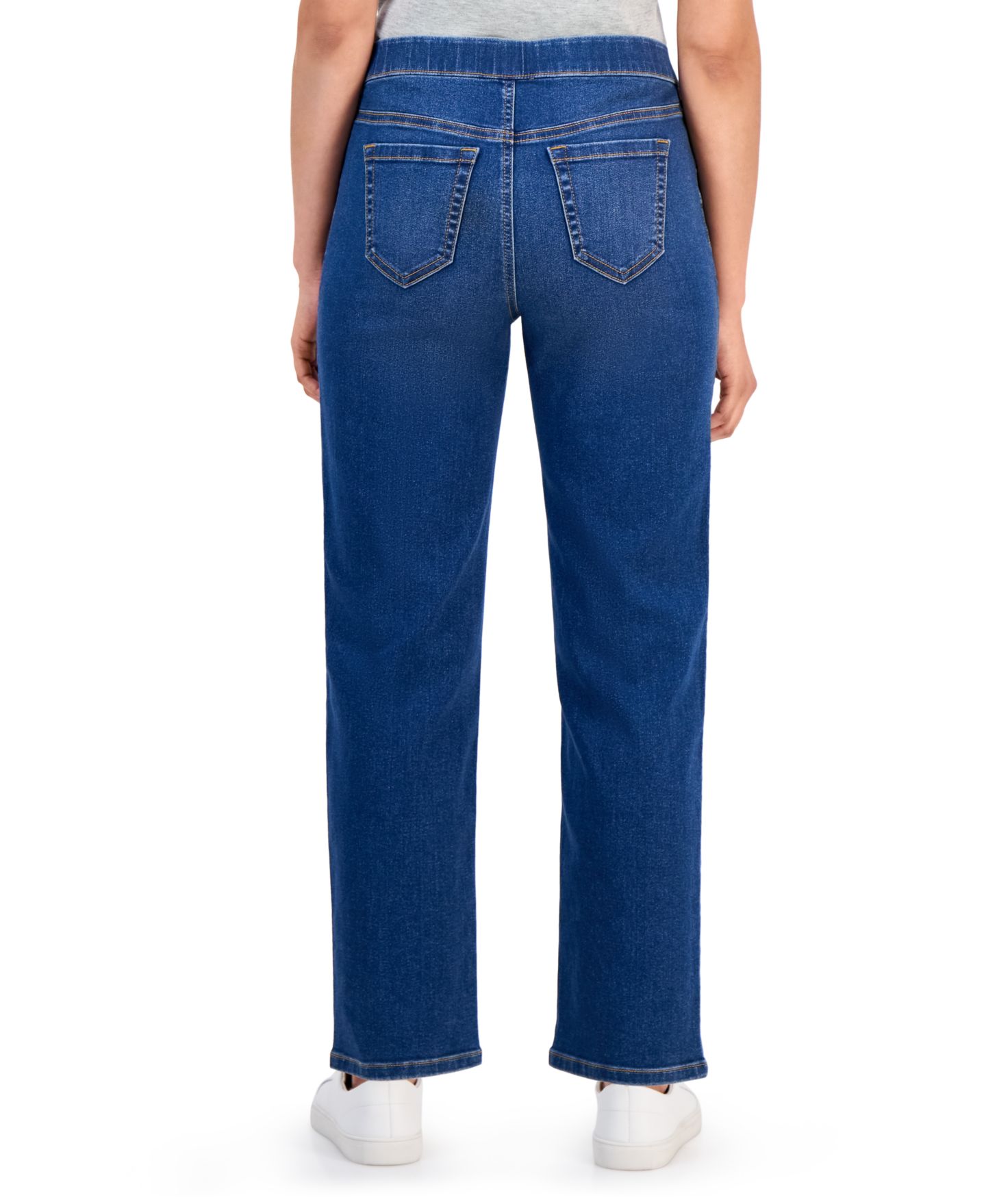 Женские джинсы Style & Co Petite Mid-Rise Pull-On Straight-Leg, цвет: Ashby — фото 3