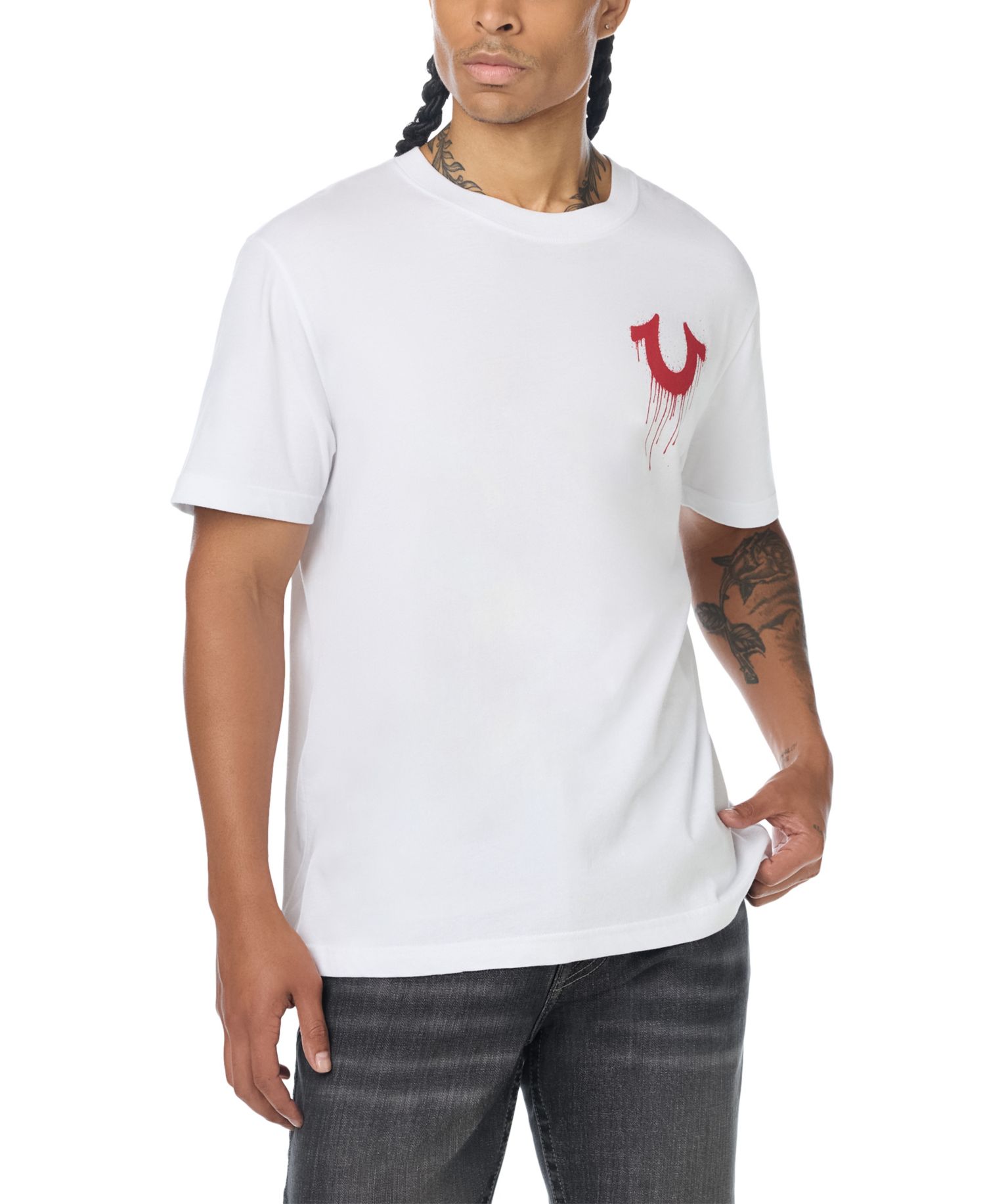 Men's Drippy Horseshoe Graphic Regular-Fit Crewneck T-Shirt