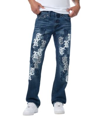 Men's Ricky Script Repeat Straight-Leg Jeans