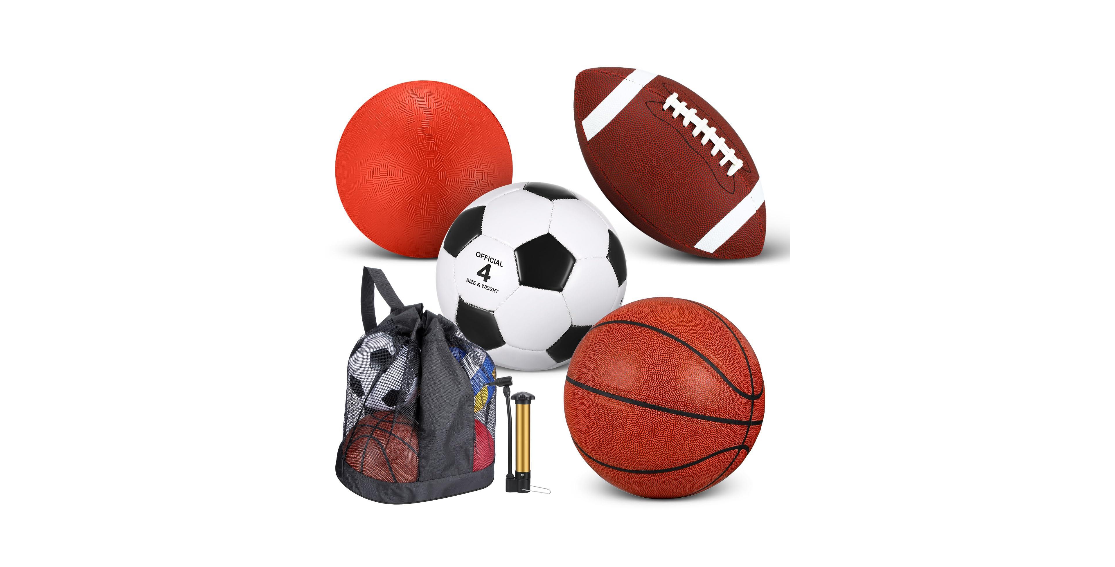 Sportneer 4 Sport Balls Set With Pump Carry Bag For Youth Playground Training