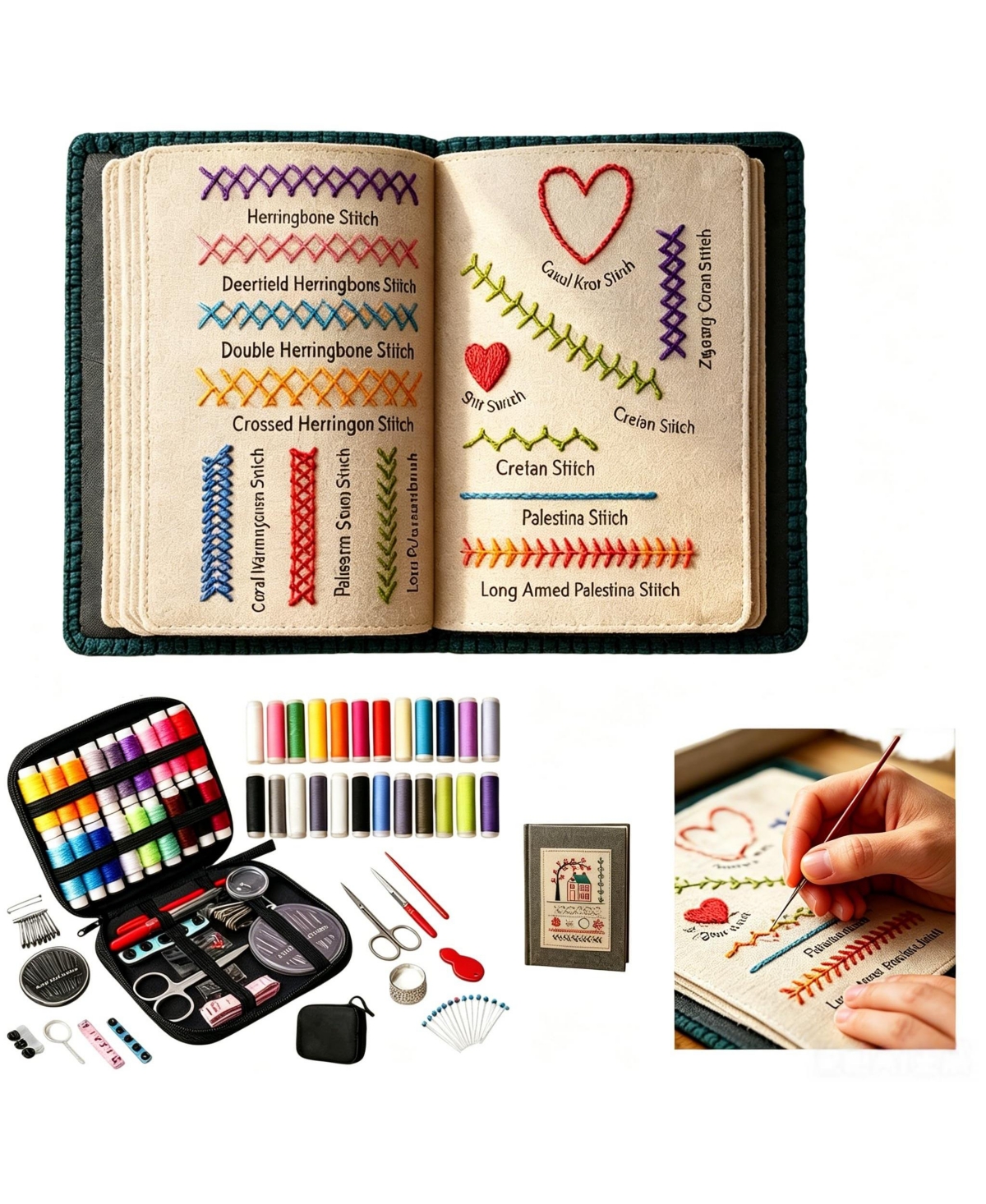 Aeelike Beginner Embroidery Kit Cross Stitch Practice Book Starter Set