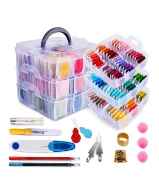 150 Color Embroidery Floss Kit With Storage Box And Craft Tools For Cross Stitch And Diy Projects