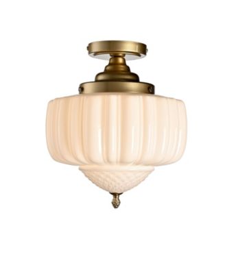 Kitchen Ceiling Light Milk Glass Semi-Flush Mount Schoolhouse Ceiling Light