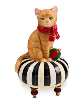 Holiday Cat on Tuffet Figurine