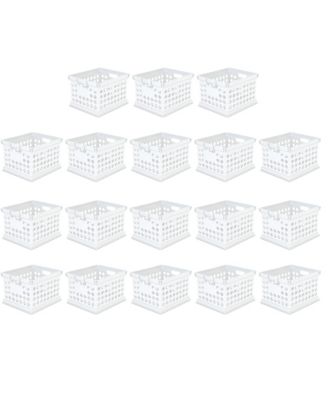 Stackable Plastic Storage Open Crate Bin Organizer Box, White, 18-Pack