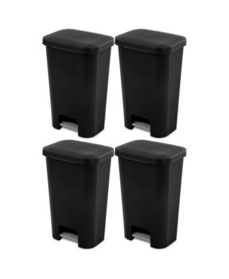 11.9 Gal Rectangle Step On Trash Kitchen Wastebasket, Black (4 Pack)