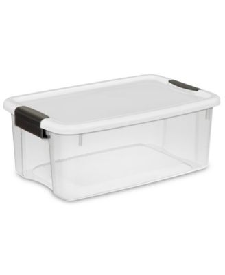 18 Qt Clear Plastic Stackable Storage Bin w/ White Latch Lid, 18 Pack