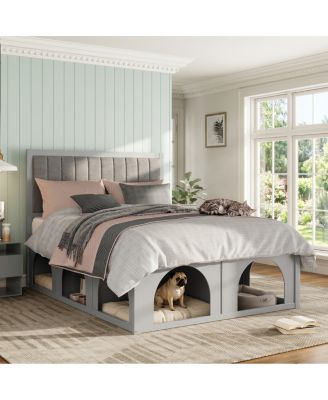 Queen Size Pet-Friendly Platform Bed with Under-Bed Nook