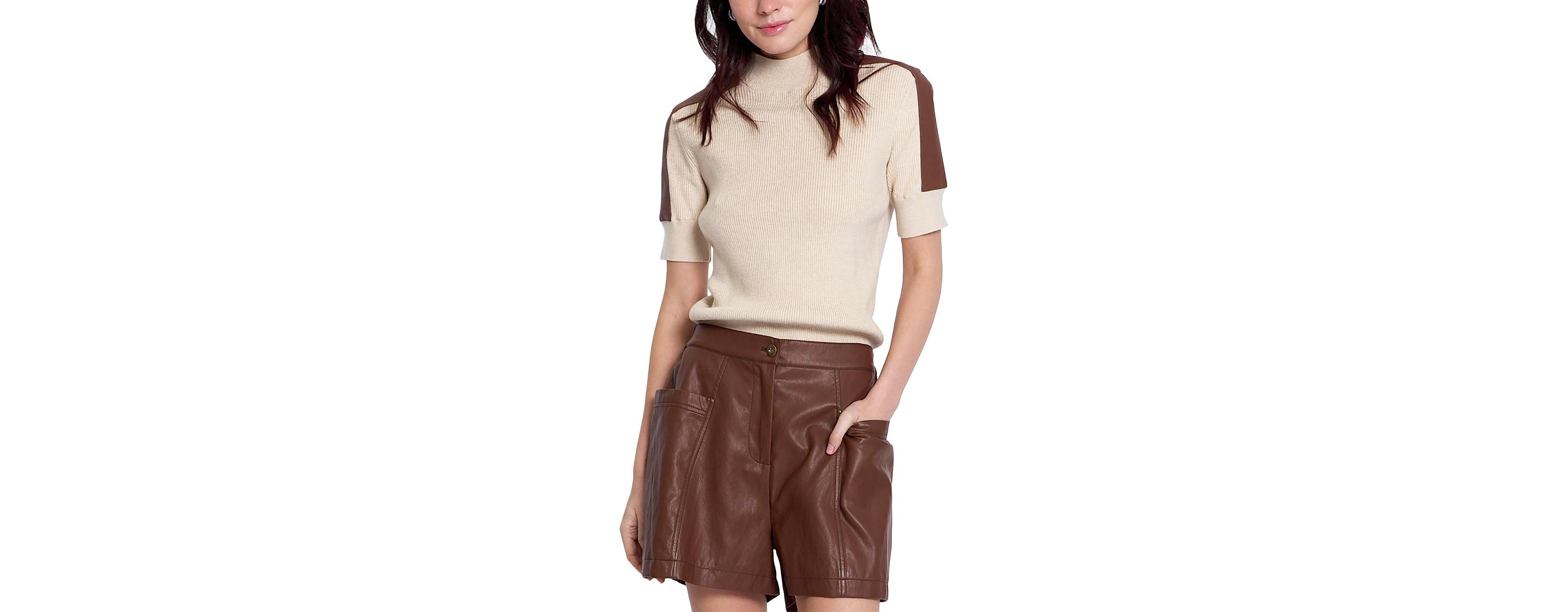 Central Park West Women's Vesper Trim Ribbed Half Sleeve