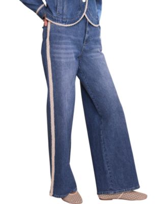 Women's Lace Trim Straight Jeans