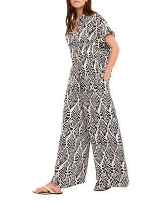 Women's Leaf Print Wide Leg Trousers