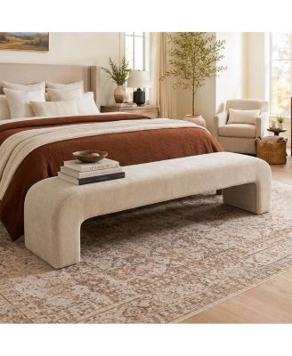 70" Waterfall Bench, Upholstered Bedroom Bench for End of Bed, Modern Minimalist Entryway Bench Seating