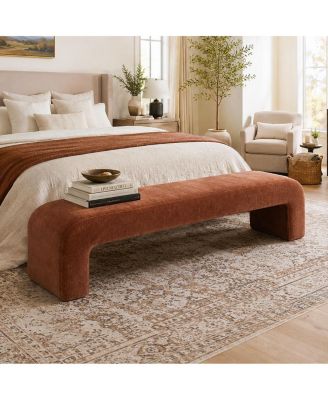 70" Waterfall Bench, Upholstered Bedroom Bench for End of Bed, Modern Minimalist Entryway Bench Seating