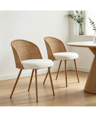 Wicker 2-Seater Dining Chair Set with Cushion