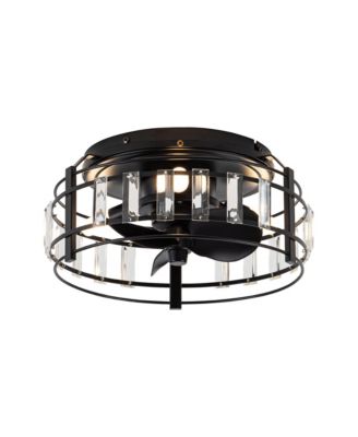 13-inch Matte Industrial Bladeless Fandelier Flush Mount Ceiling Fan with Remote