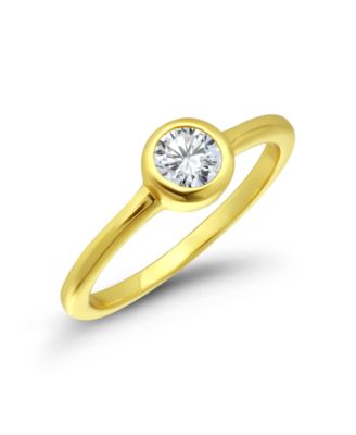 Cubic Zirconia 14K Gold Plated Round Pinky Ring
