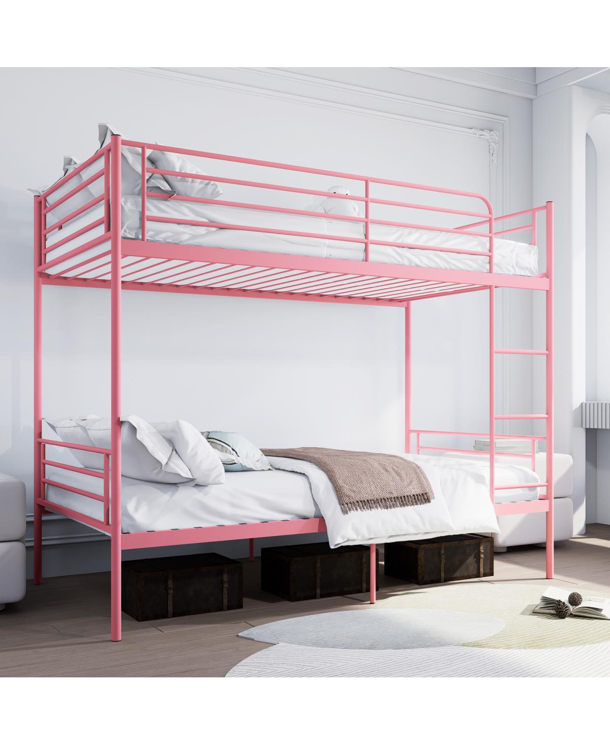Streamdale Furniture Metal Twin Over Twin Bunk Bed with Ladder and Storage Space