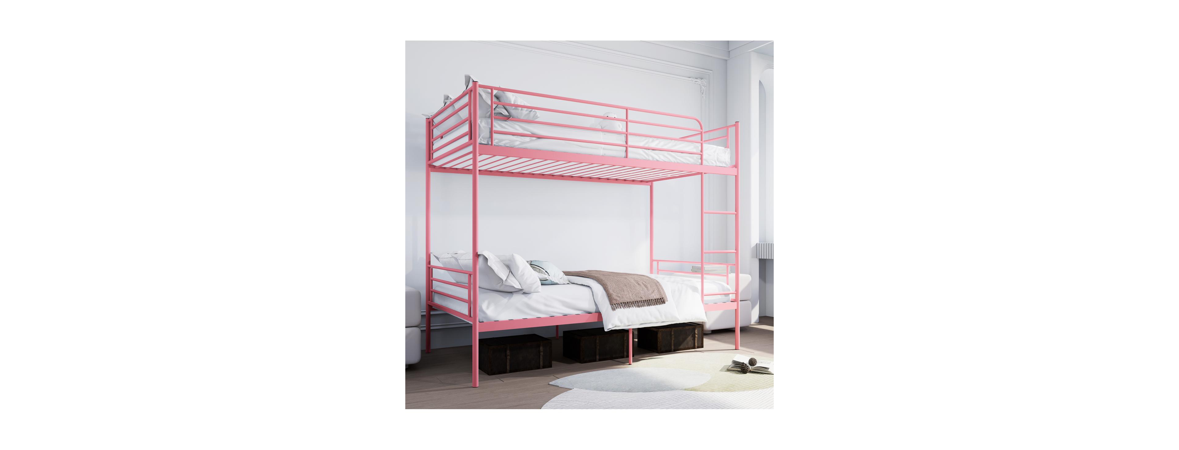 Streamdale Furniture Metal Twin Over Twin Bunk Bed with Ladder and Storage Space