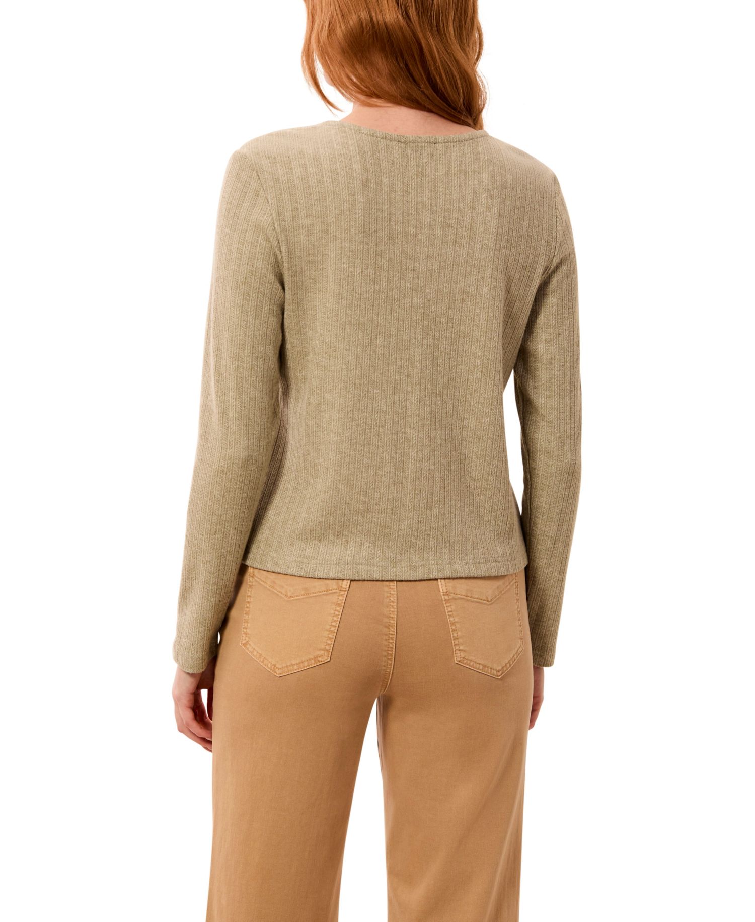 Women's Vertical Cable Knit Crewneck Cardigan