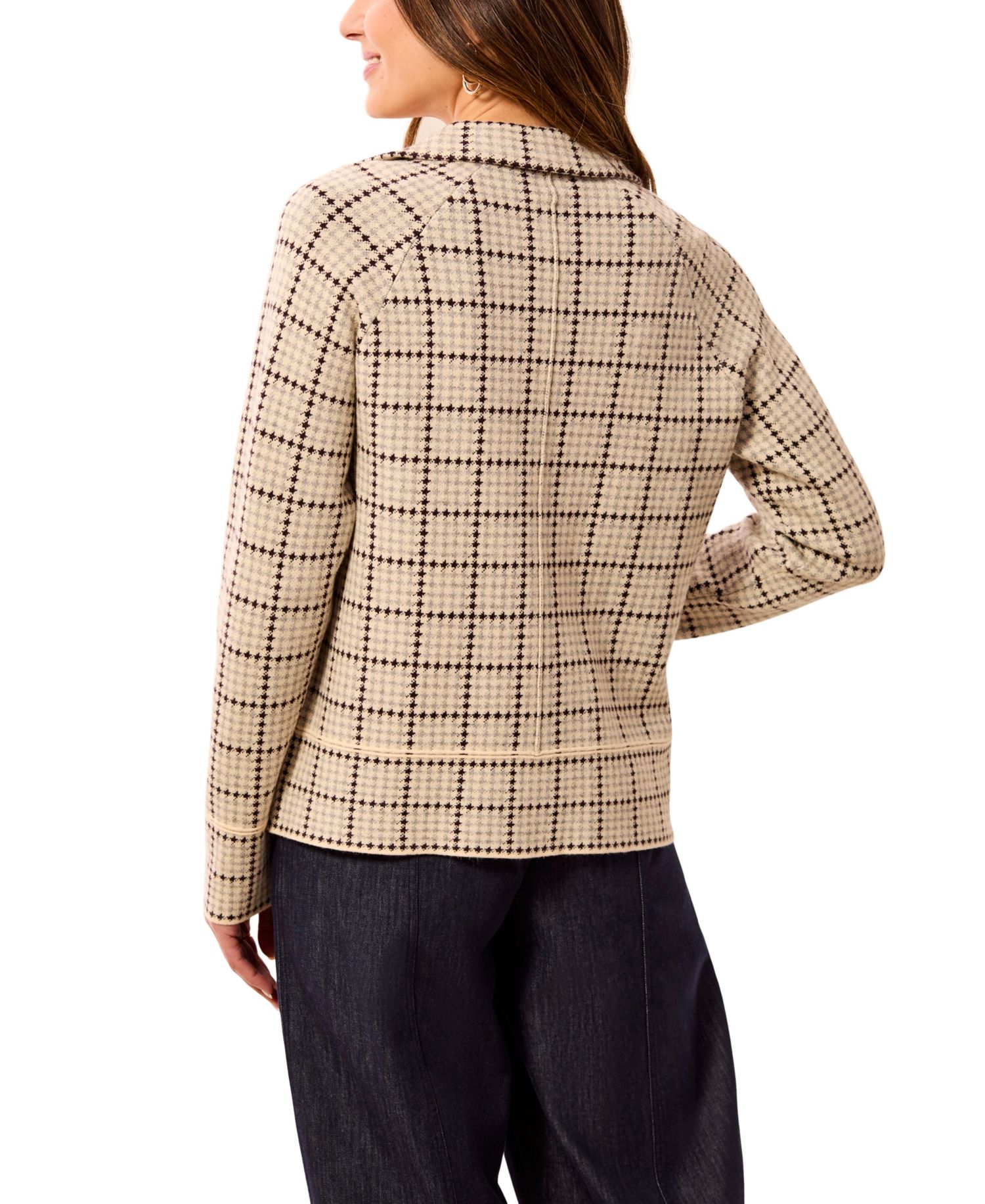 Women's Knit Plaid Lightweight Blazer
