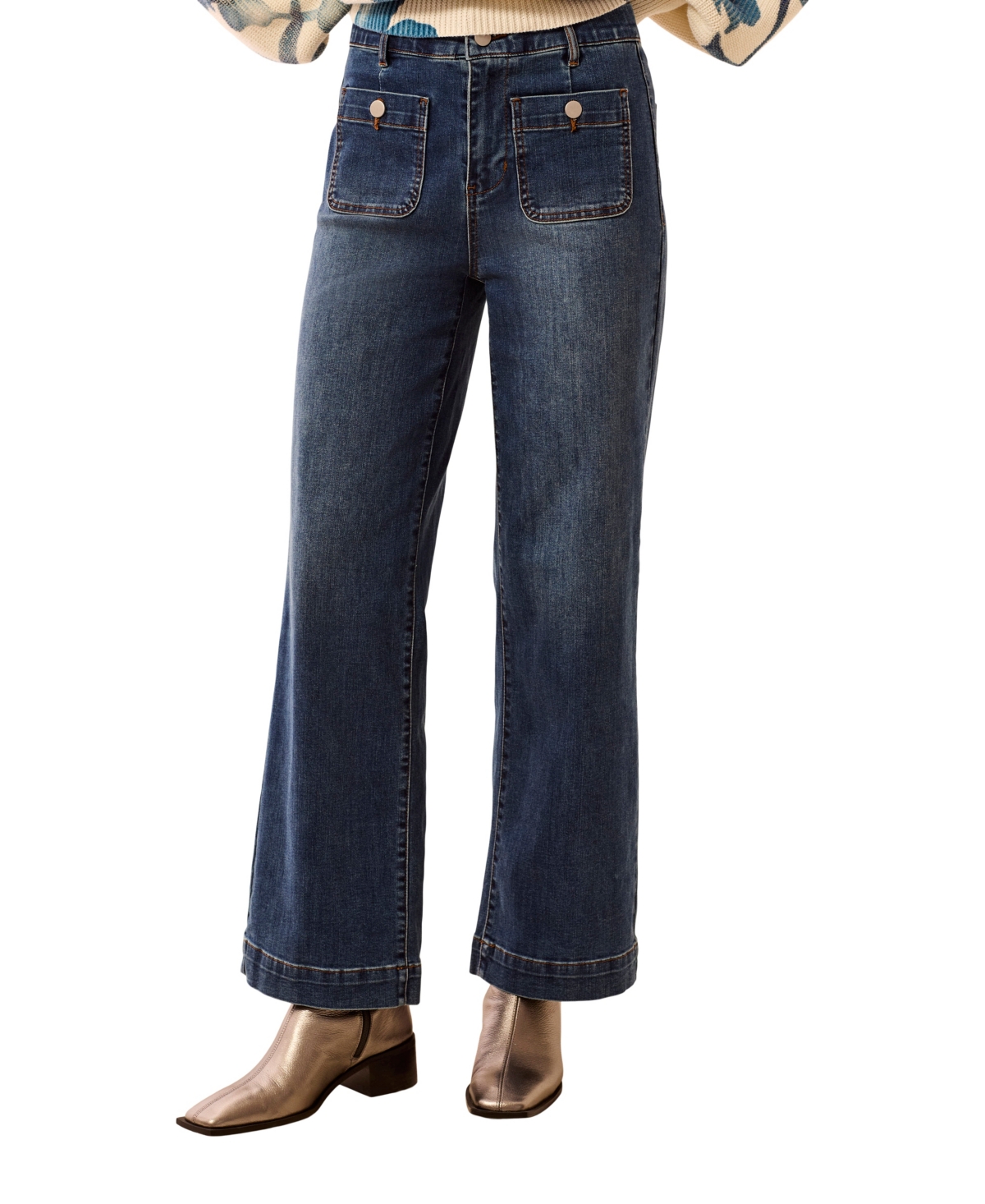 Tribal Women's Sophia High-Waist Wide-Leg Denim Jeans