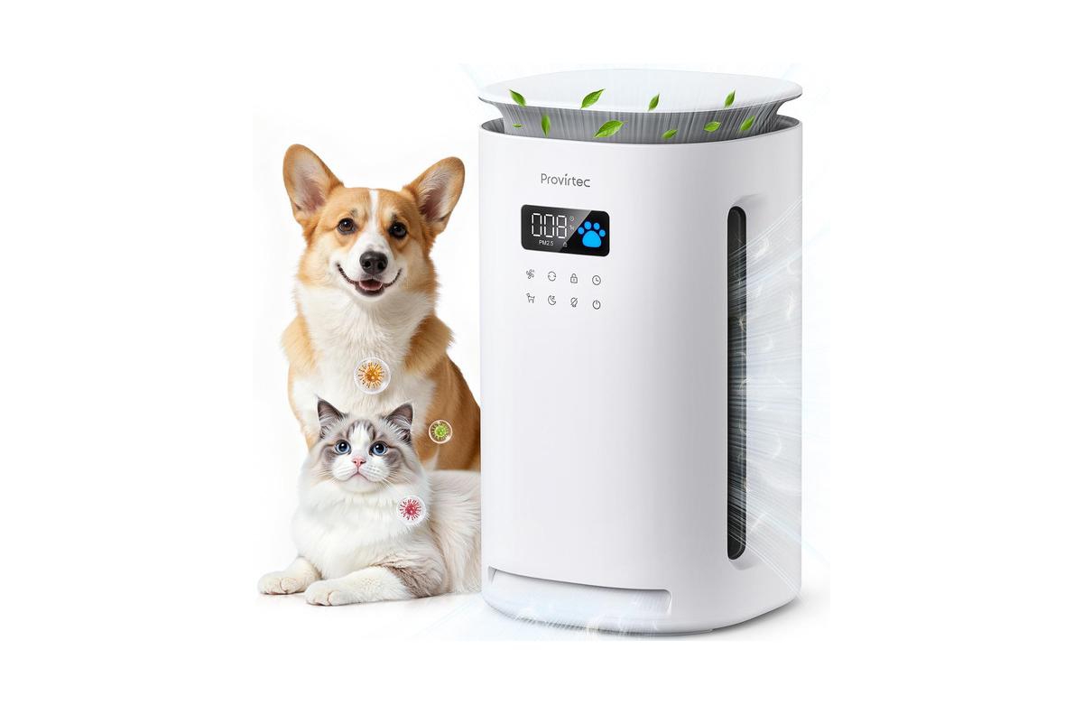 Provirtec Auto Pet Mode Air Purifier for Home, 4-Side Wide Intake, Ultra-Quiet Odor Removal, H13 True Hepa Filter, Washable Pre-Filter
