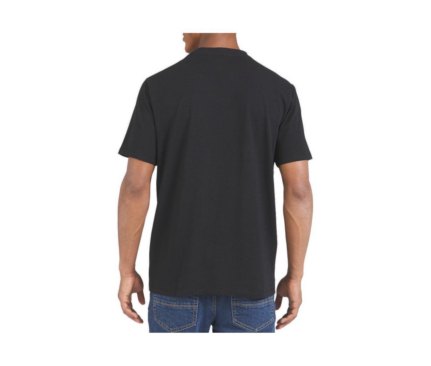 Мужская футболка DKNY Faux-Leather Logo Stretch Classic-Fit, цвет: Чёрный — фото 3