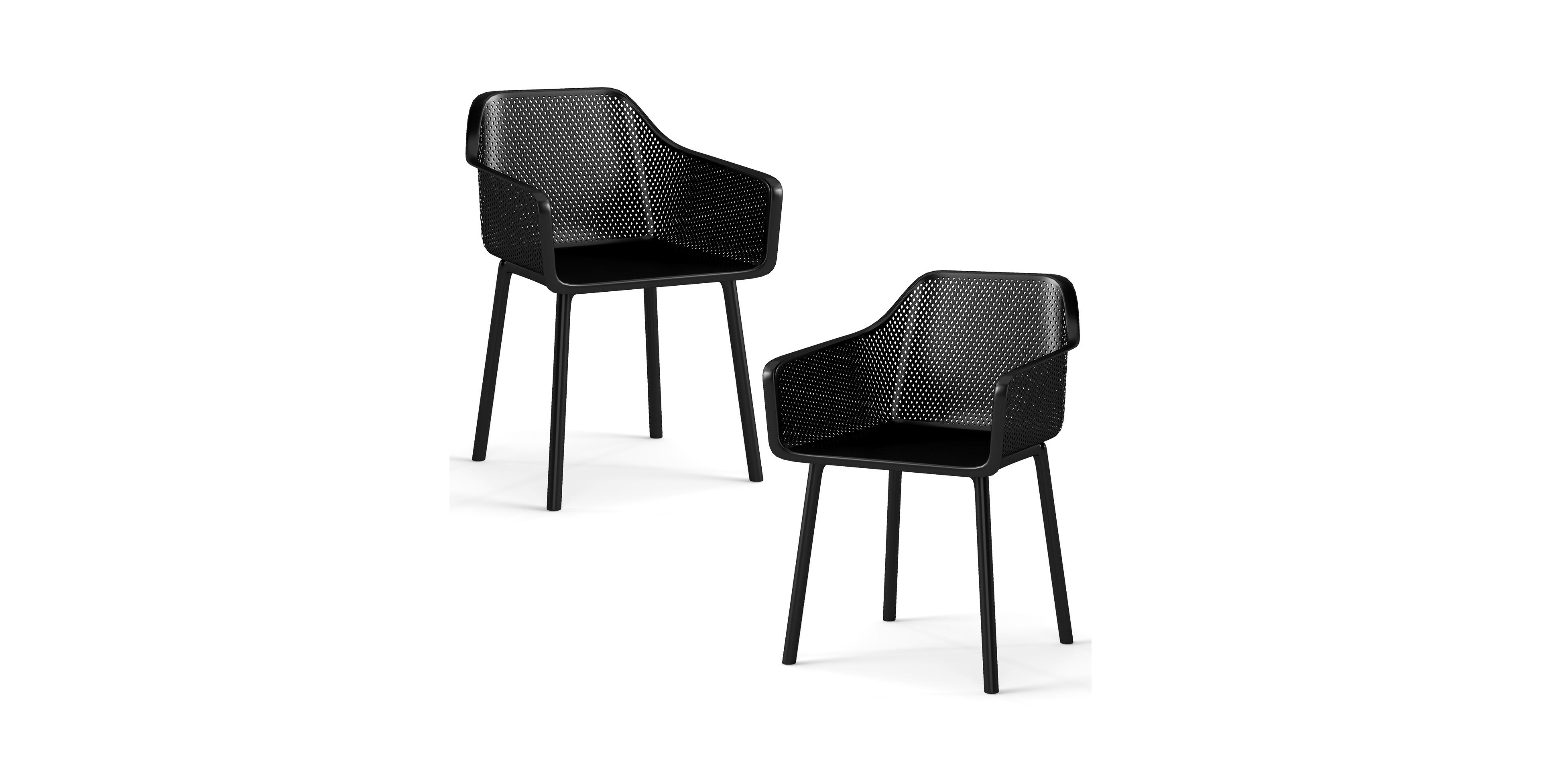Mecale Modern Plastic Dining Chairs Set of 2 Kitchen Armchairs with Breathable Mesh Backres