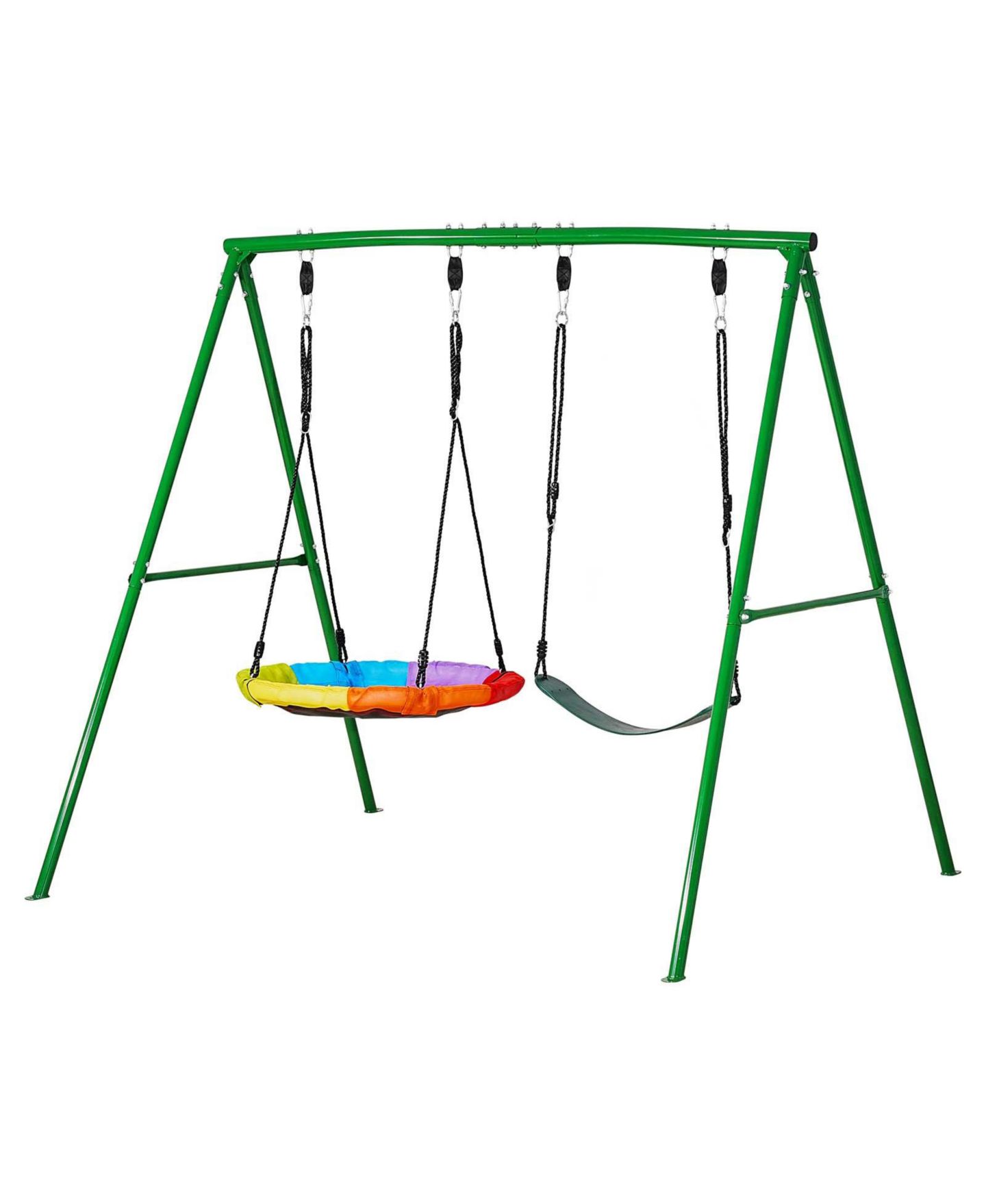 Детские игрушки Glintex Backyard A-Frame Swing Stand, 32 in Saucer and Belt Seat, 440 lb Capacity, Ages 3-12, цвет: Зелёный — фото 8