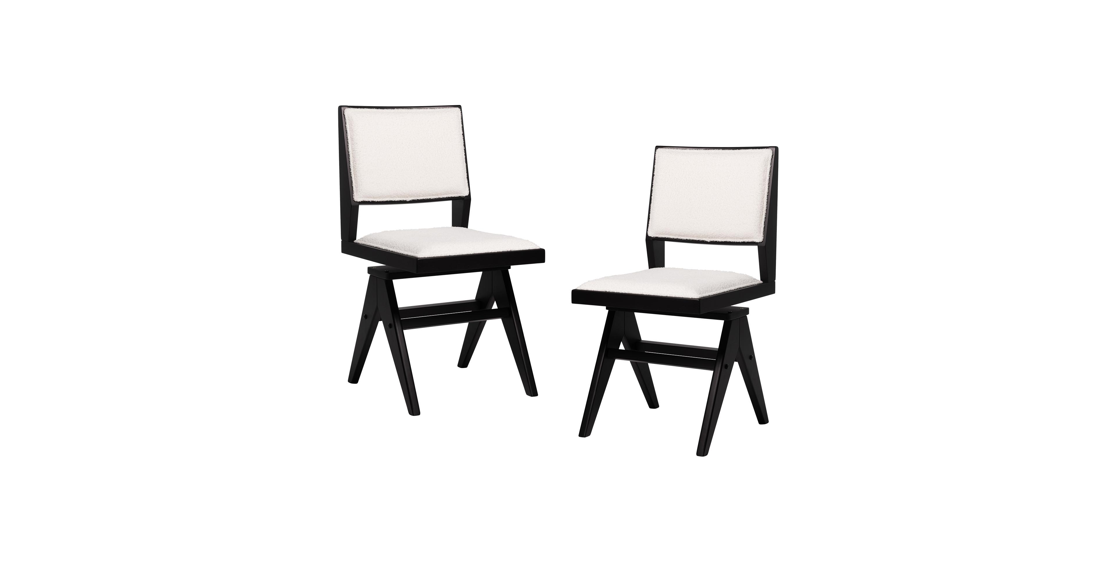 Mecale Swivel Wooden Dining Chair Set of 2 with Rubber Wood Frame and Padded Seat