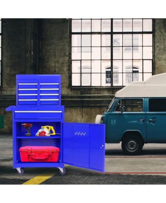 Rolling 5-Drawer Tool Chest and Cabinet with Lockable Wheels (Blue