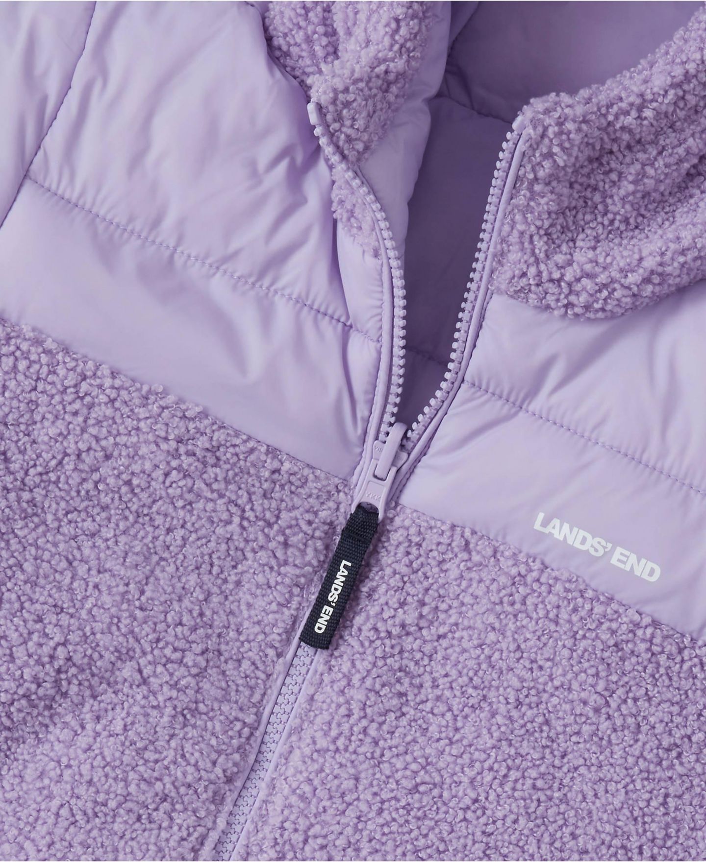 Детская куртка Lands' End FeatherFree Reversible Water-Resistant Hooded, цвет: Сиреневый — фото 4